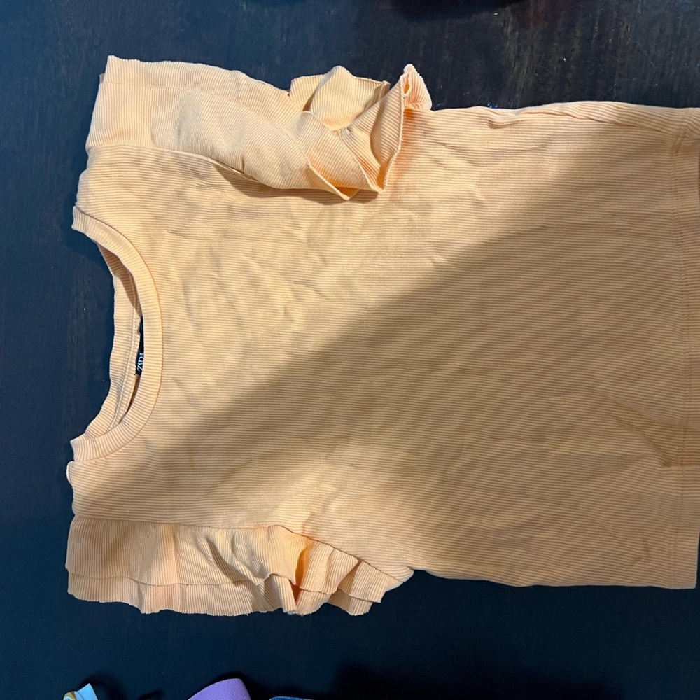 Zara Ruffled Sleeve Tee - Light Orange